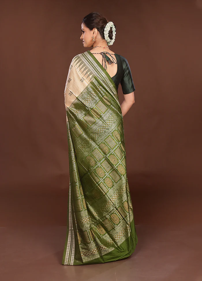 Rust Handloom Bomkai Pure Silk Saree With Blouse Piece - Image 3