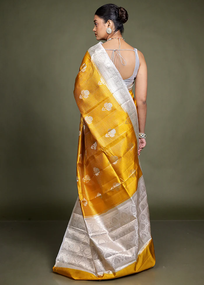 Rust Handloom Dupion Pure Silk Saree With Blouse Piece - Image 3