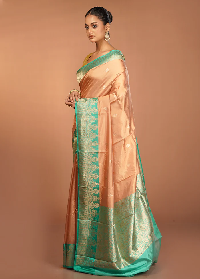 Rust Handloom Katan Pure Silk Saree With Blouse Piece - Image 4