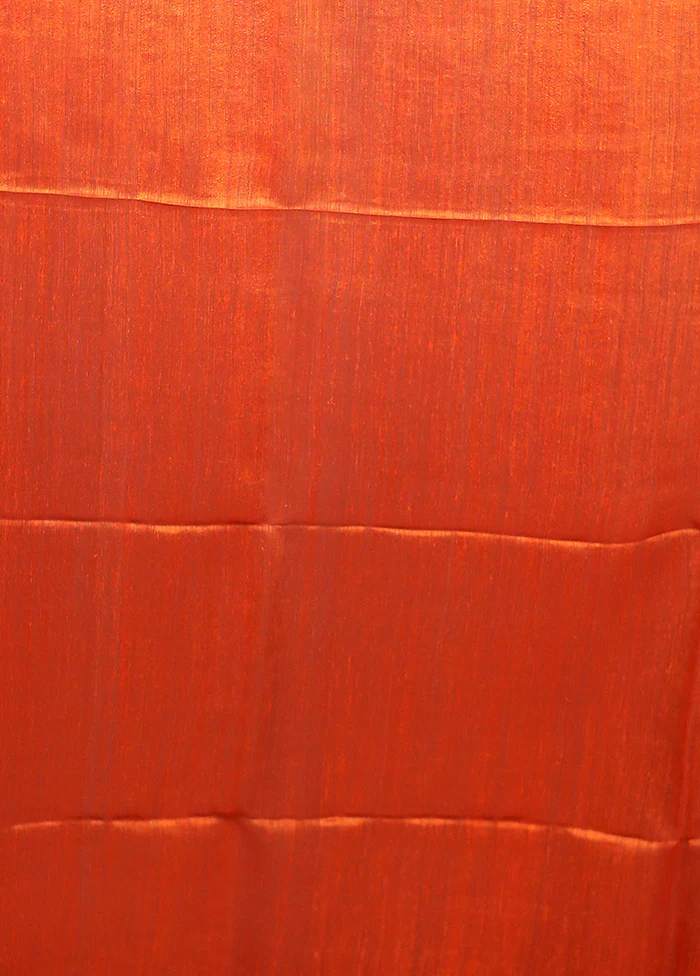 Rust Handloom Matka Pure Silk Saree With Blouse Piece - Image 5