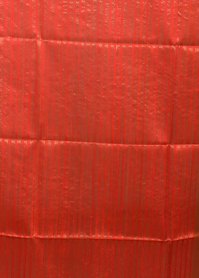 Rust Handloom Matka Pure Silk Saree With Blouse Piece - Image 5