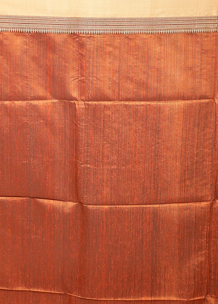 Rust Handloom Matka Pure Silk Saree With Blouse Piece - Image 5