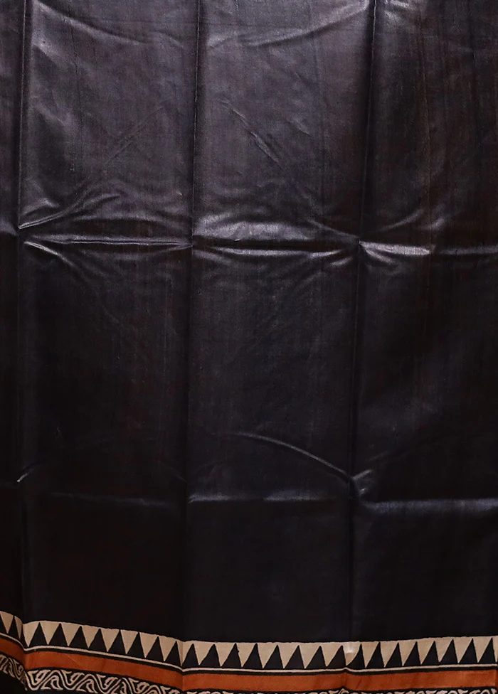 Rust Handloom Tussar Pure Silk Saree With Blouse Piece - Image 5