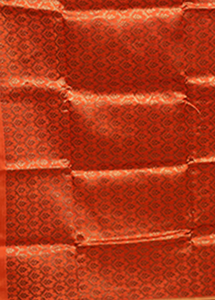 Rust Handloom Tussar Pure Silk Saree With Blouse Piece - Image 5