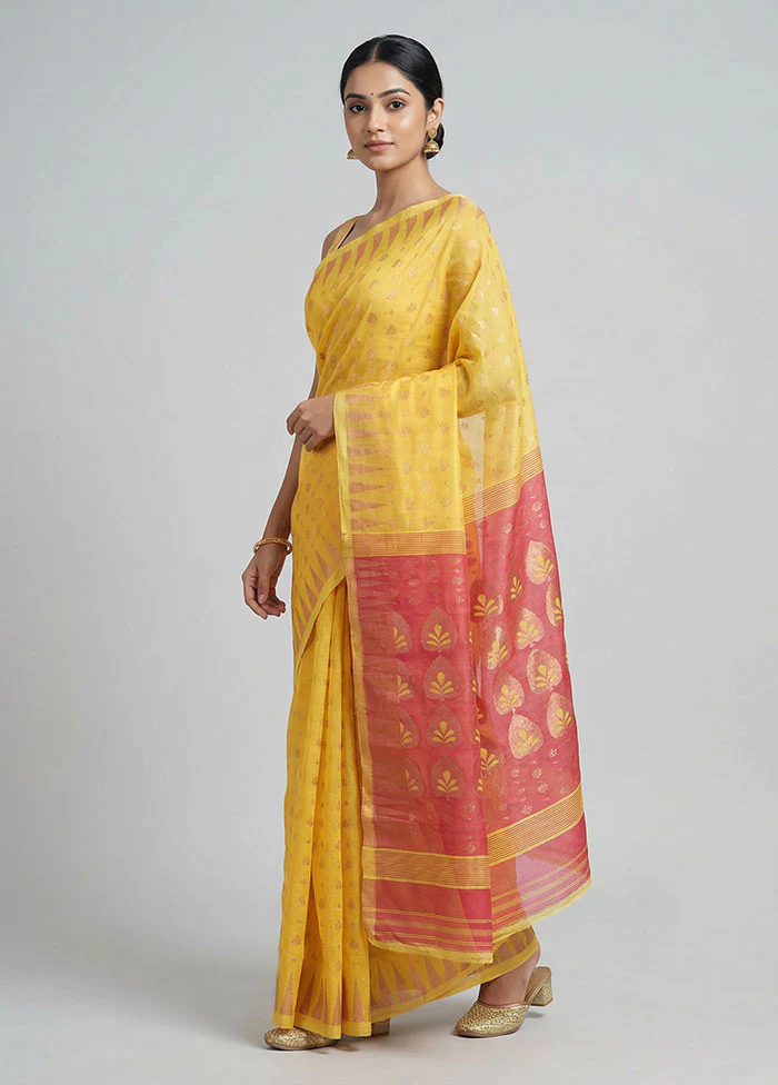 Rust Jamdani Cotton Saree Without Blouse Piece