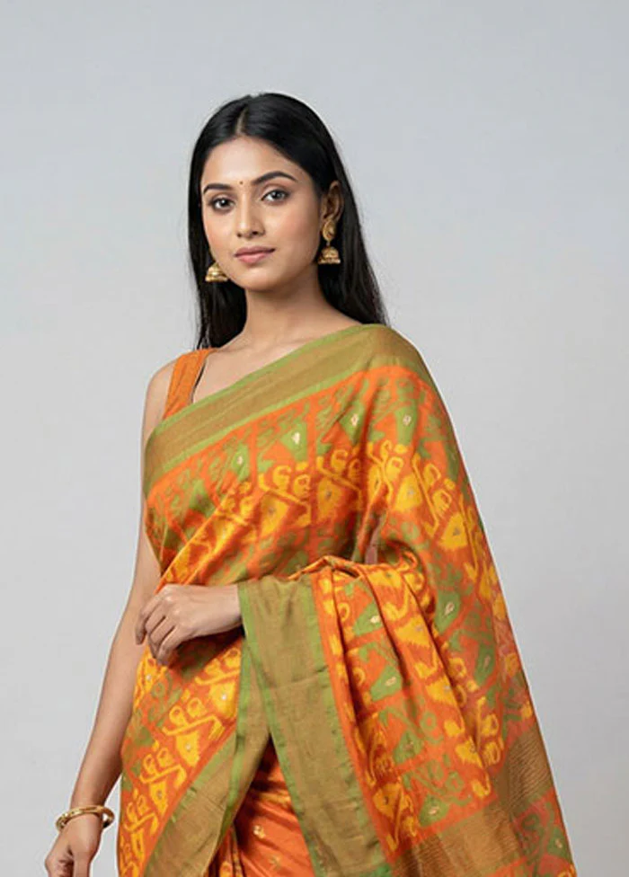 Rust Jamdani Cotton Saree Without Blouse Piece - Image 2