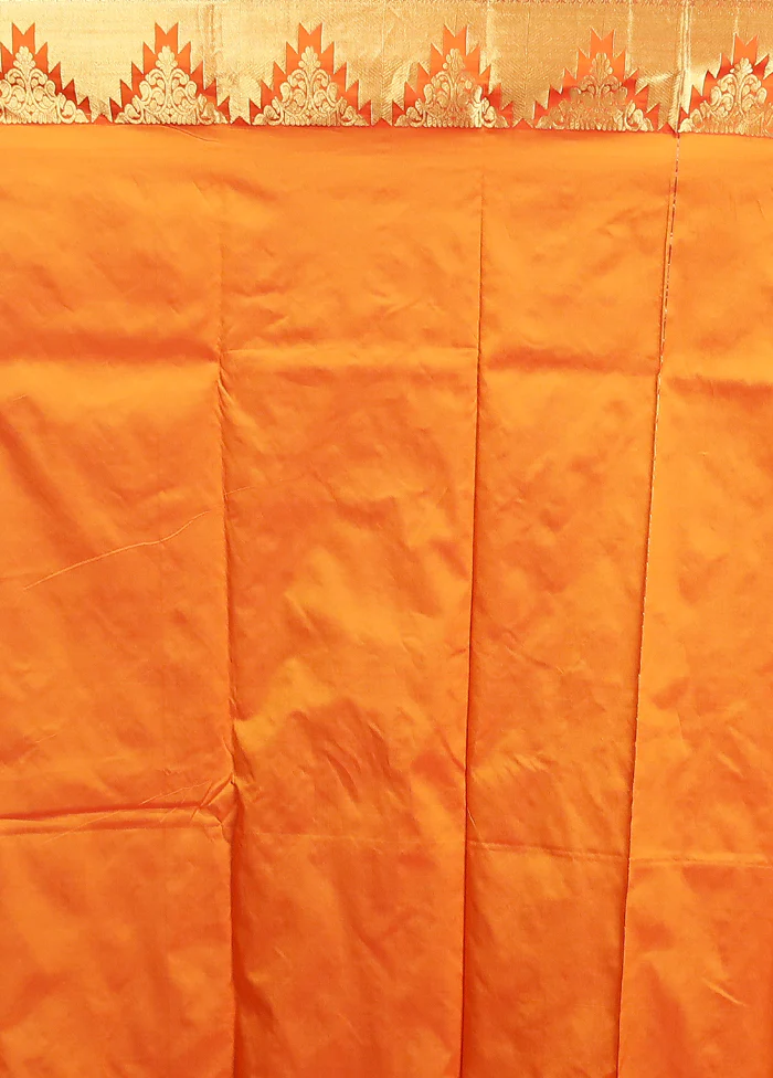 Rust Kanjivaram Silk Saree With Blouse Piece - Image 5