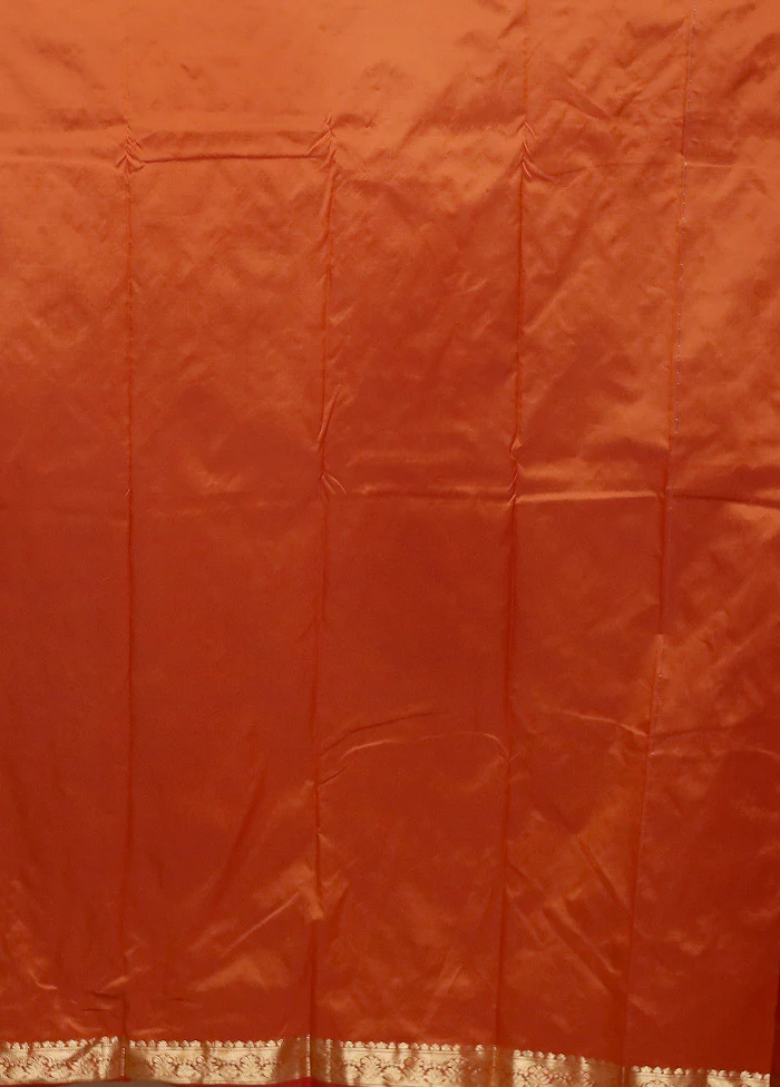 Rust Kanjivaram Silk Saree With Blouse Piece - Image 5