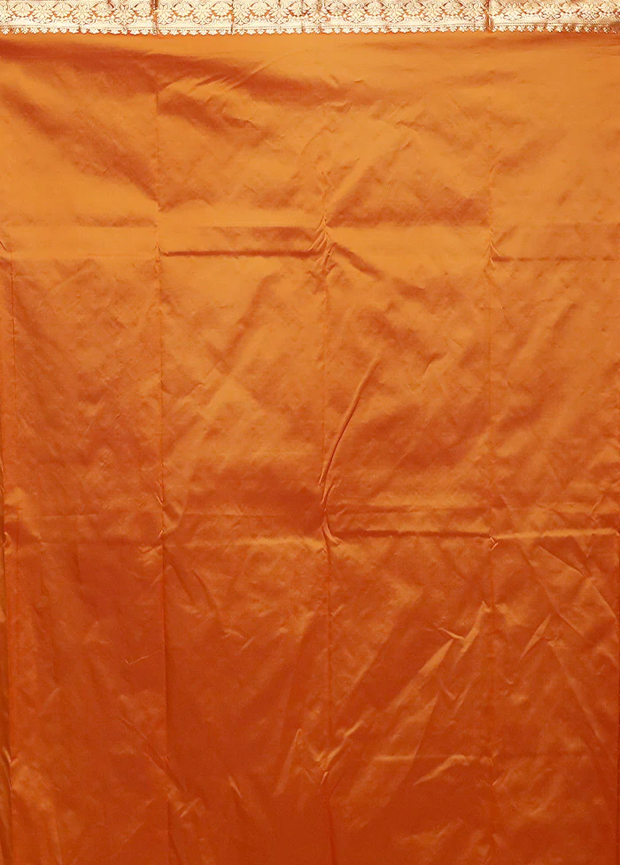 Rust Kanjivaram Silk Saree With Blouse Piece - Image 5