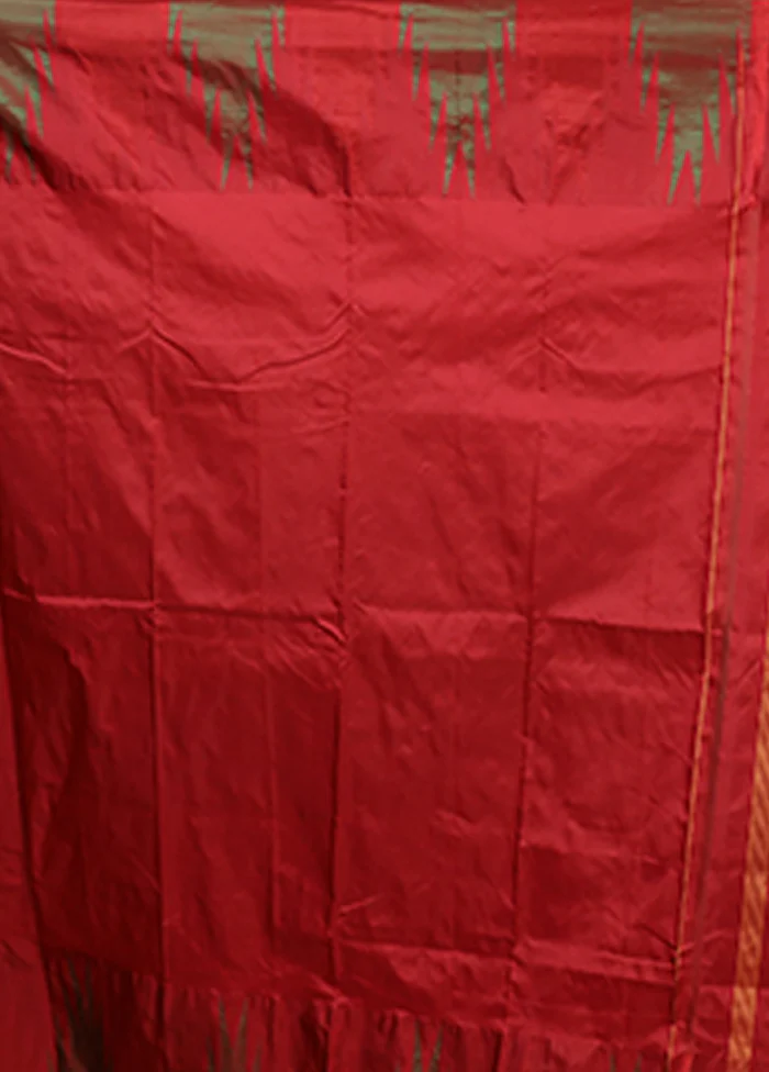 Rust Kanjivaram Silk Saree With Blouse Piece - Image 5