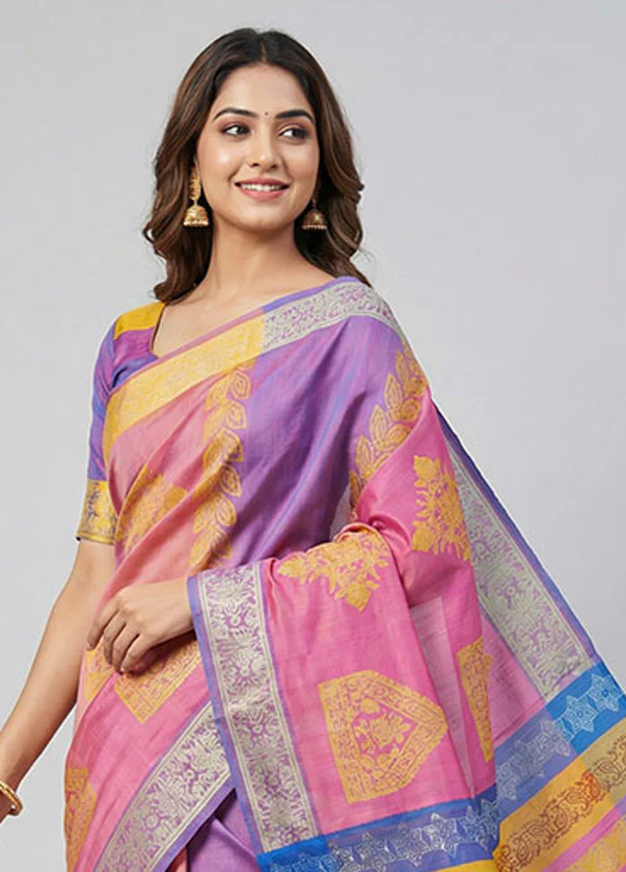 Rust Katan Silk Saree With Blouse Piece - Image 2