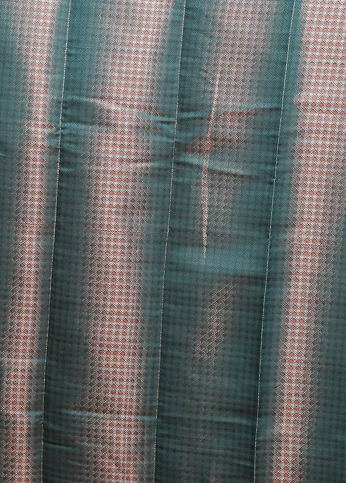 Rust Kora Silk Saree With Blouse Piece - Image 5
