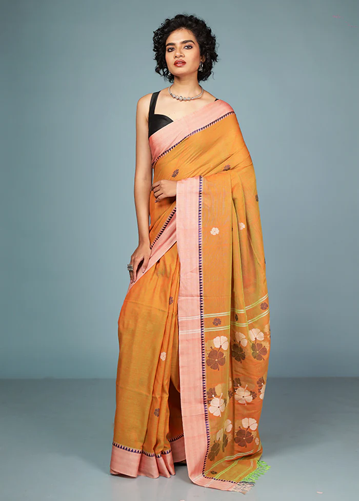 Yellow Matka Silk Saree With Blouse Piece - Image 2