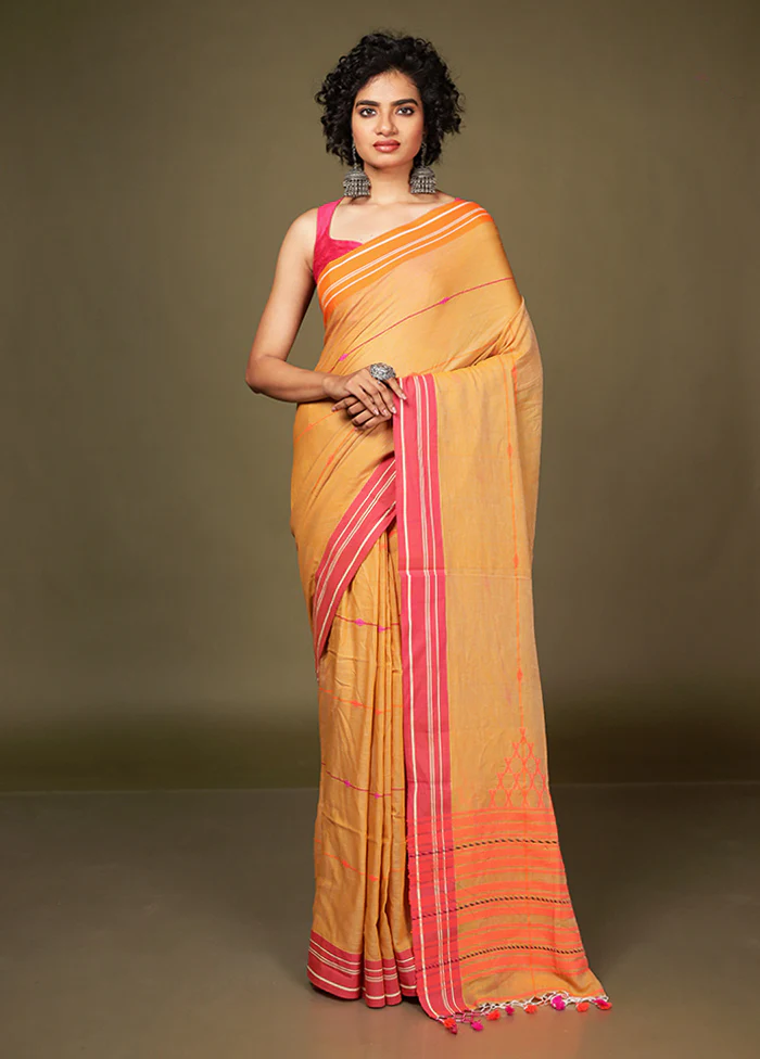 Rust Matka Silk Saree With Blouse Piece - Image 2