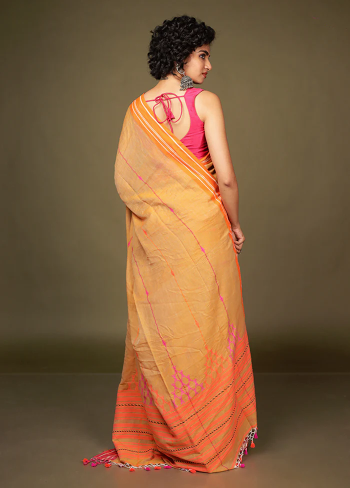 Rust Matka Silk Saree With Blouse Piece - Image 3