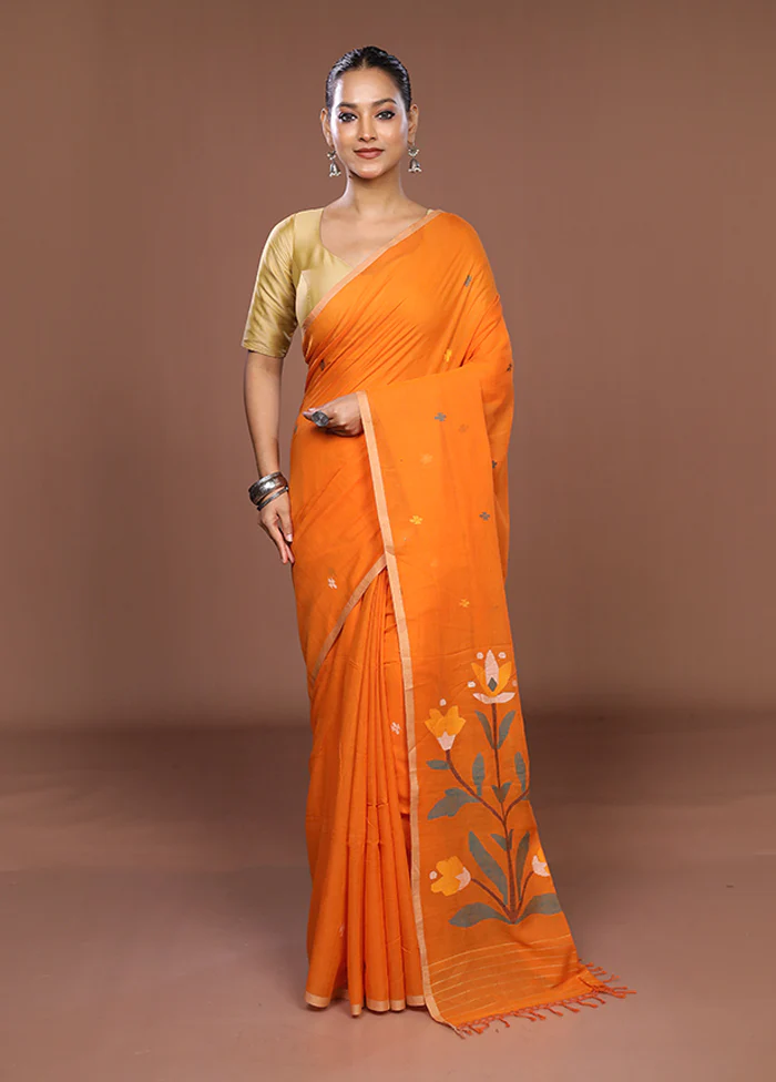 Rust Matka Silk Saree With Blouse Piece - Image 2