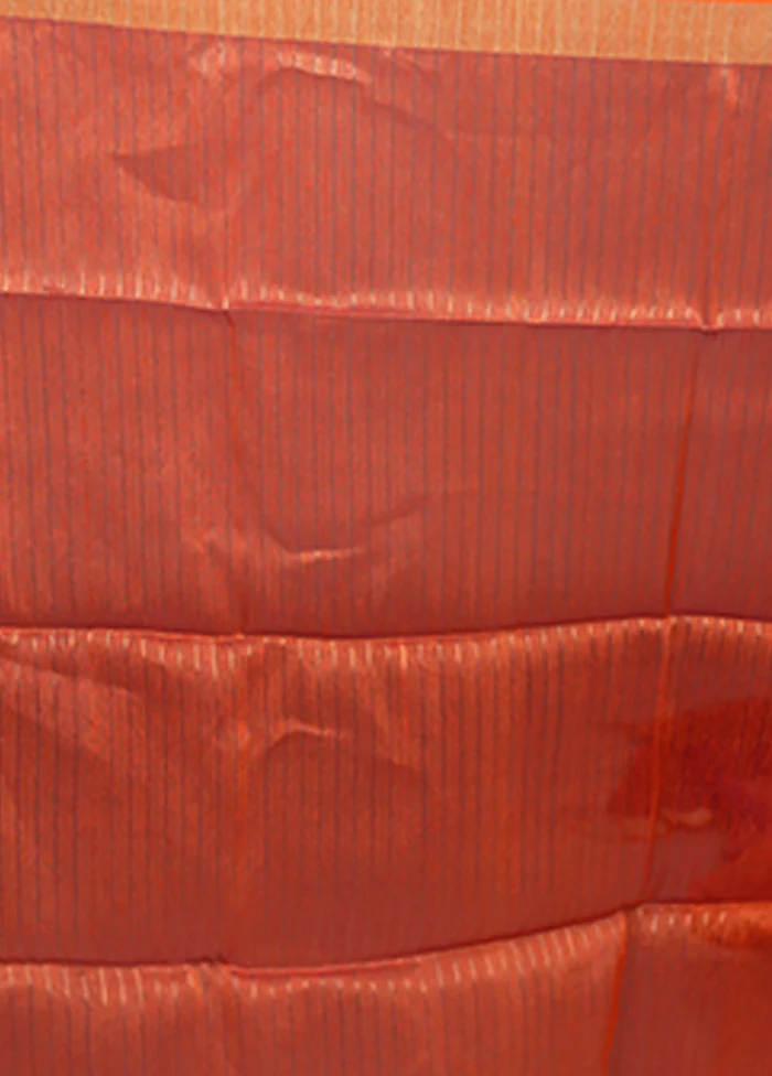 Rust Matka Silk Saree With Blouse Piece - Image 5