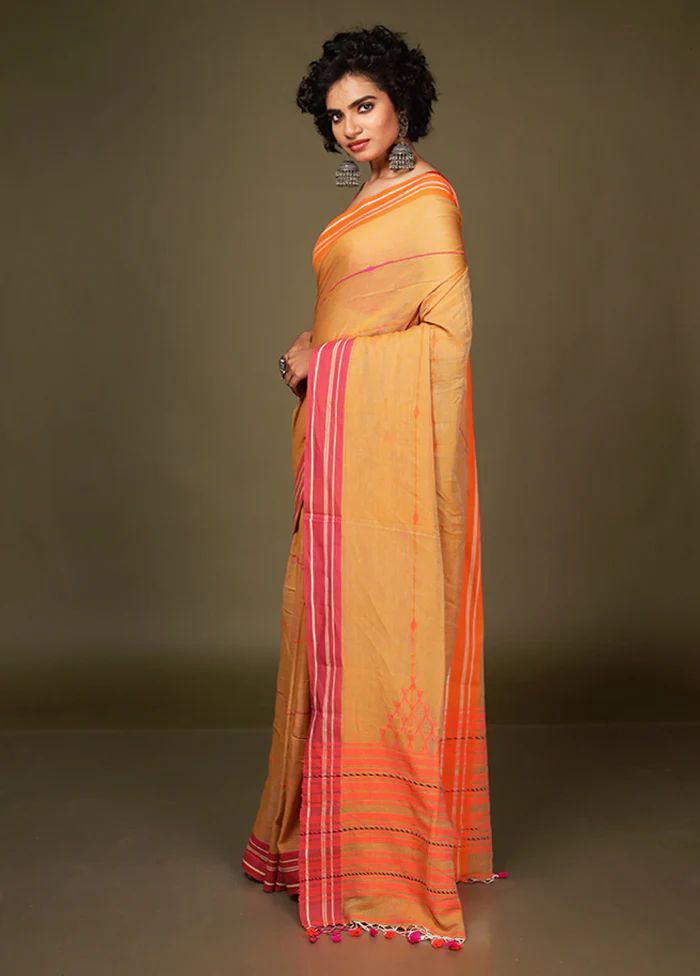 Rust Matka Silk Saree Without Blouse Piece - Image 4
