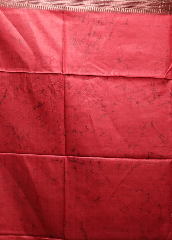 Rust Printed Pure Silk Saree Without Blouse Piece - Image 5