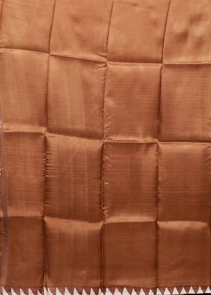Rust Printed Silk Saree Without Blouse Piece - Image 5