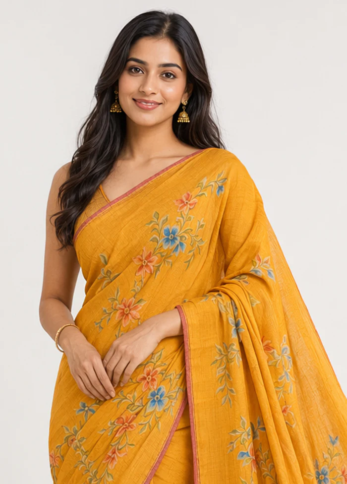 Rust Printed Pure Silk Saree Without Blouse Piece - Image 2