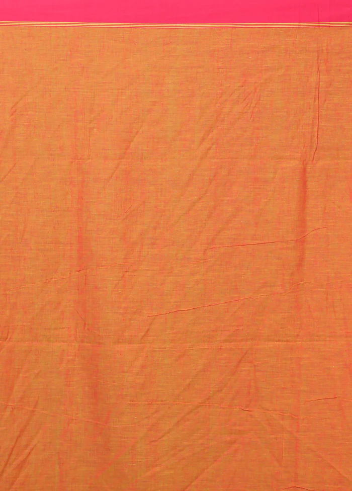 Orange Pure Cotton Saree With Blouse Piece - Image 5