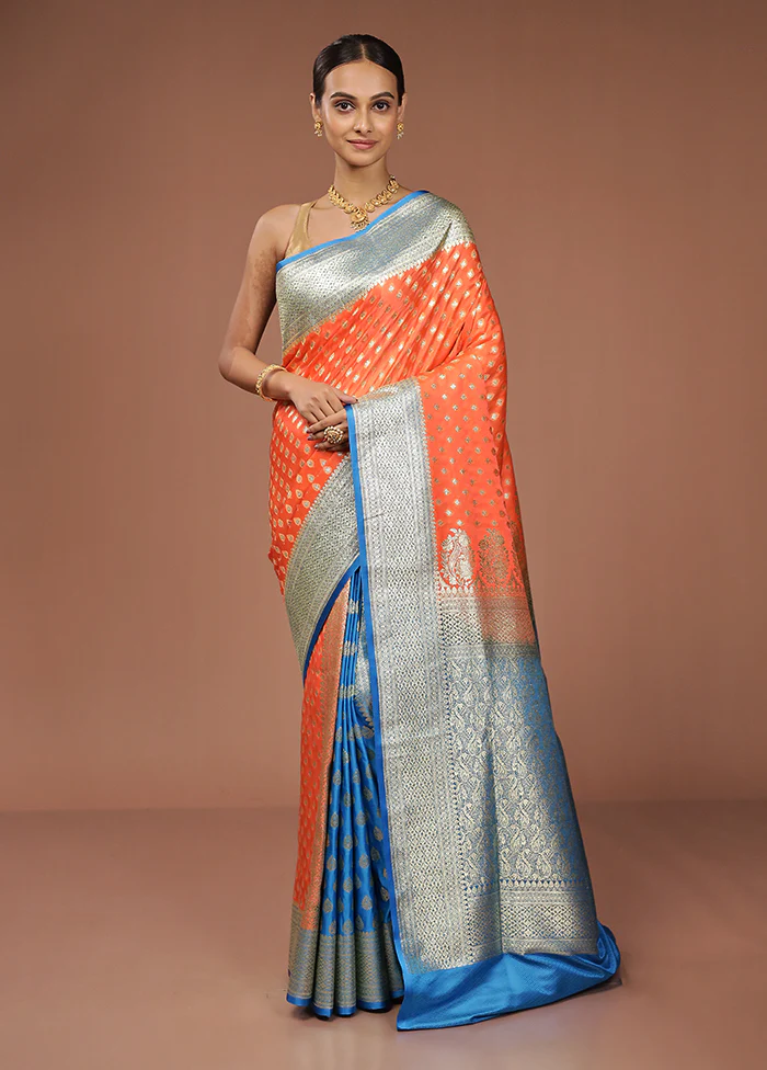 Rust Tanchoi Silk Saree With Blouse Piece - Image 2