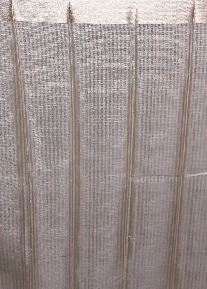 Rust Crushed Tissue Silk Saree With Blouse Piece - Image 5