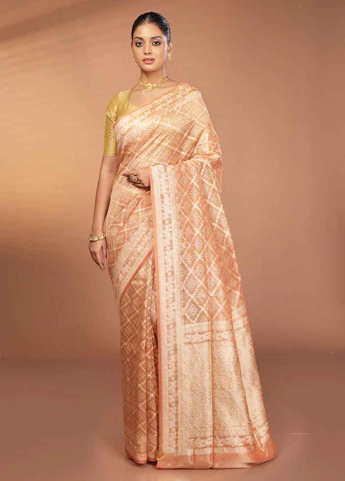 Rust Tissue Silk Saree With Blouse Piece - Image 2