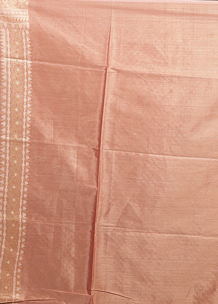 Rust Tissue Silk Saree With Blouse Piece - Image 5