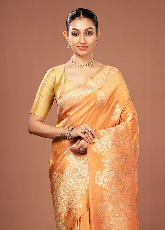 Yellow Tissue Silk Saree With Blouse Piece