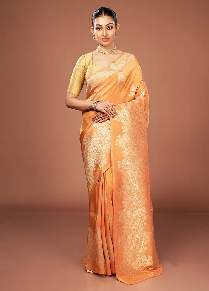 Yellow Tissue Silk Saree With Blouse Piece - Image 2