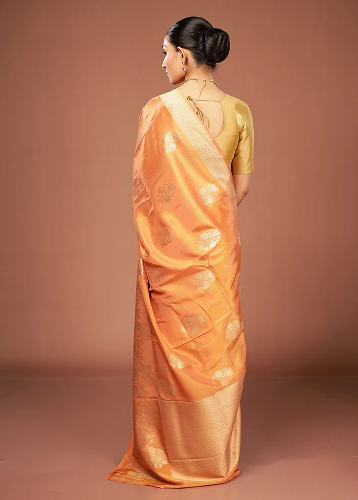 Yellow Tissue Silk Saree With Blouse Piece - Image 3