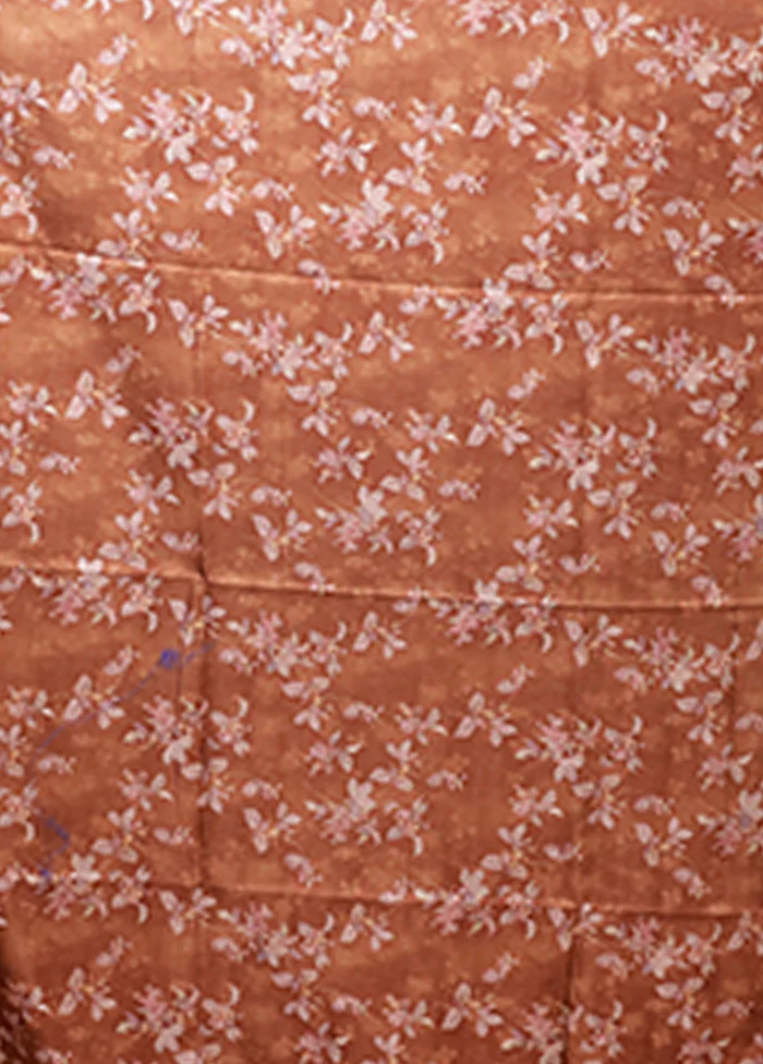 Rust Tussar Silk Saree With Blouse Piece - Image 5
