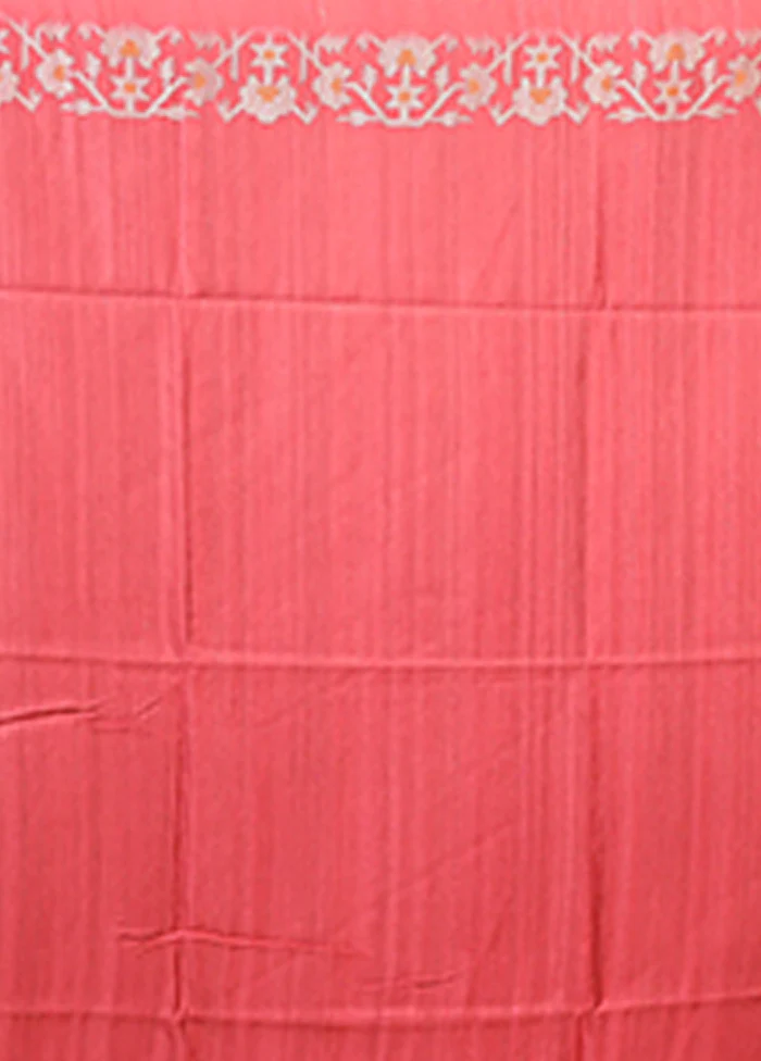 Rust Tussar Silk Saree With Blouse Piece - Image 5