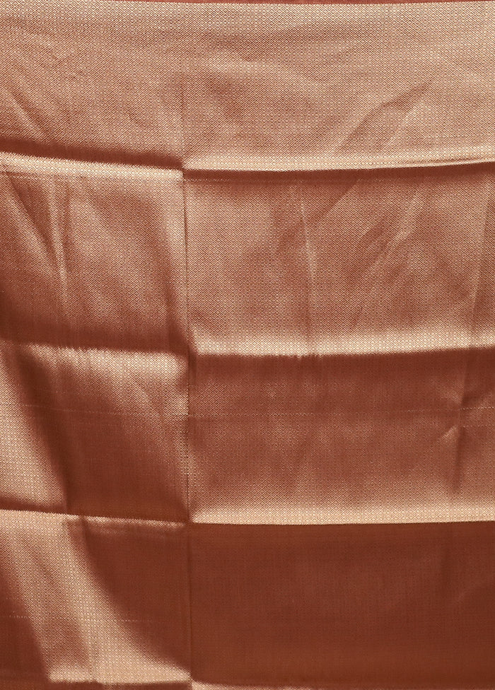 Rust Uppada Silk Saree With Blouse Piece - Image 5