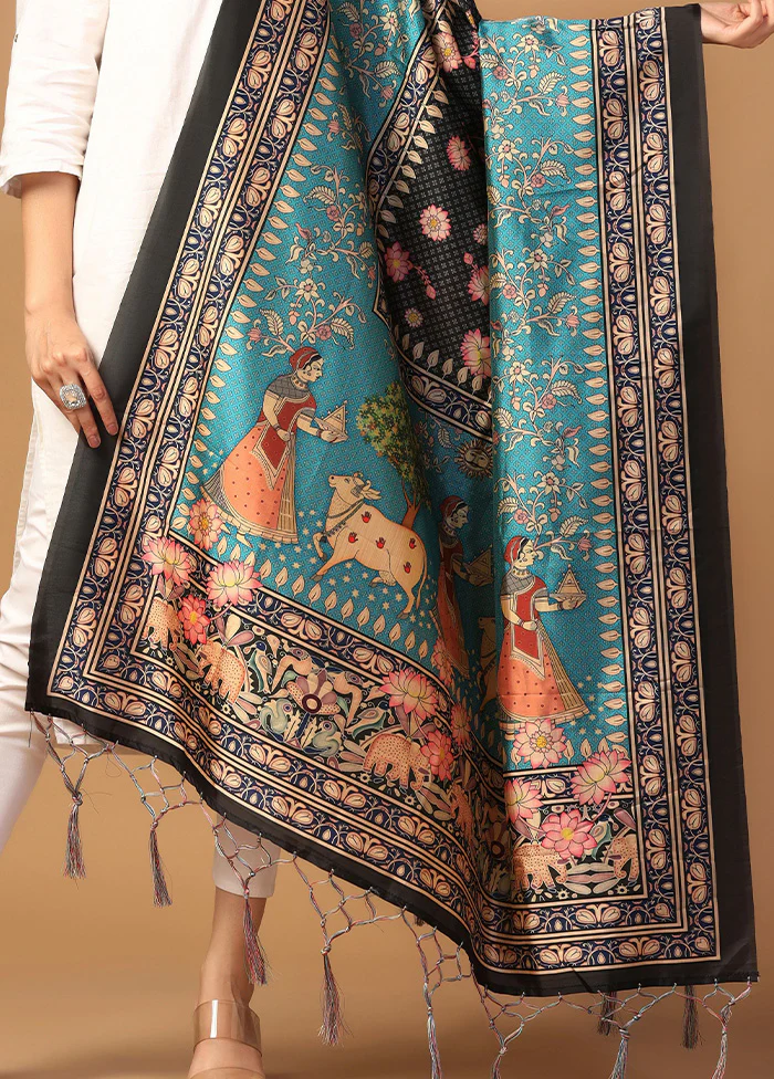Sea Green Art Silk Dupatta - Image 3