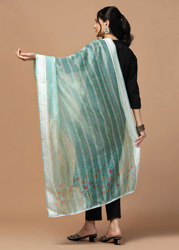 Sea Green Organza Dupatta - Image 2