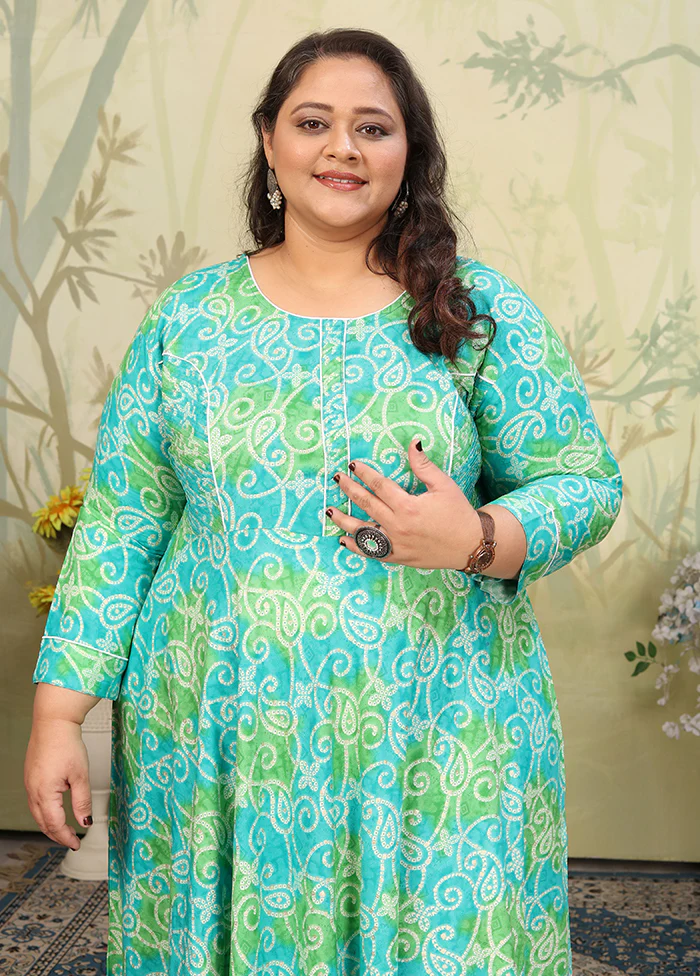 Sea Green Readymade Rayon Kurti - Image 2
