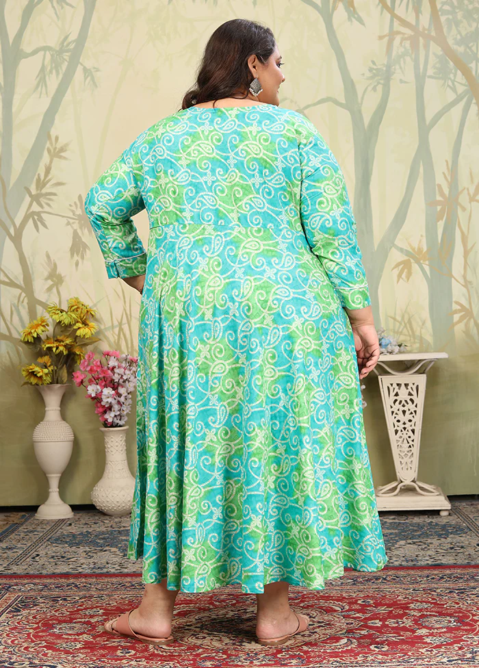 Sea Green Readymade Rayon Kurti - Image 3