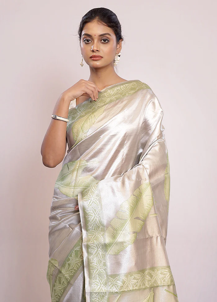 Silver Tissue Silk Saree With Blouse Piece