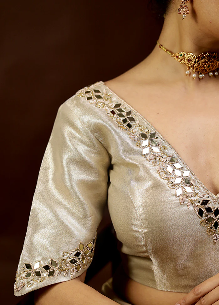 Gold Tissue Designer Blouse - Image 3