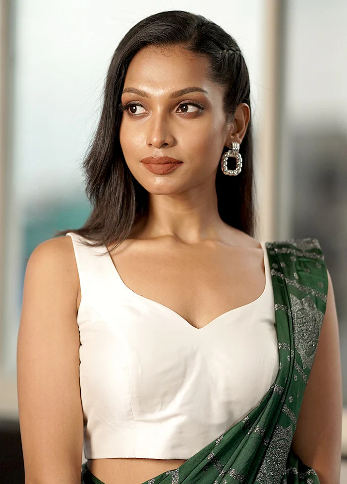 White Blended Silk Designer Blouse - Image 3