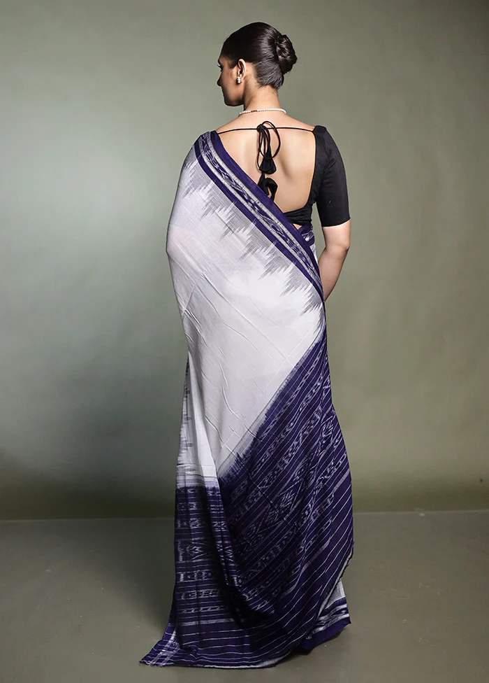 White Bomkai Silk Saree Without Blouse Piece - Image 3