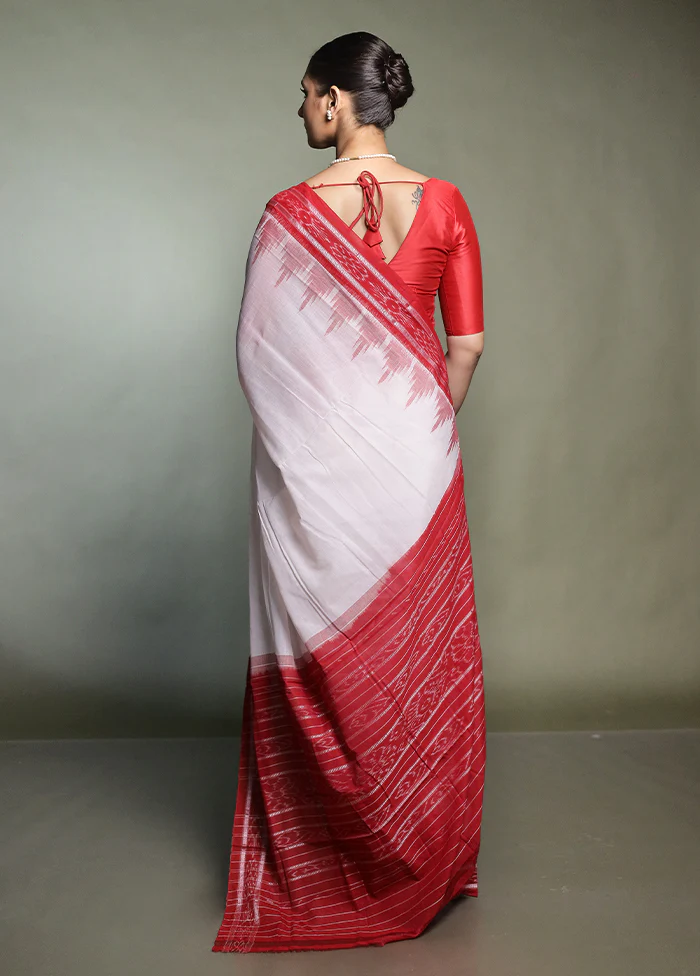 White Bomkai Silk Saree Without Blouse Piece - Image 3