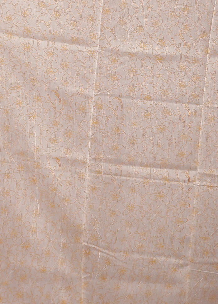 White Chanderi Silk Saree With Blouse Piece - Image 5