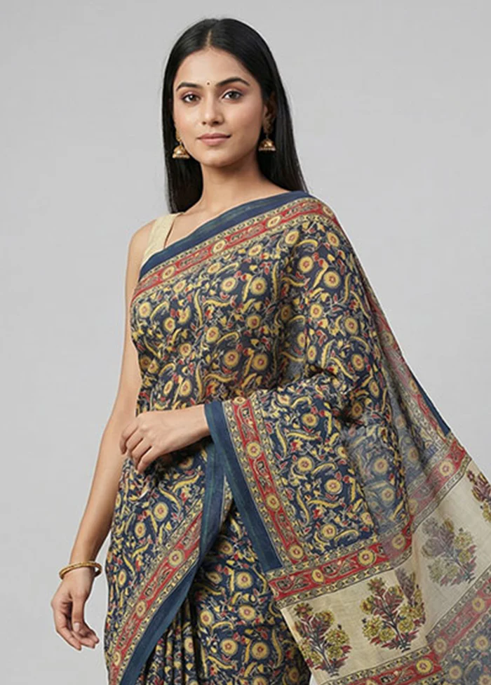 White Chanderi Silk Saree With Blouse Piece - Image 2
