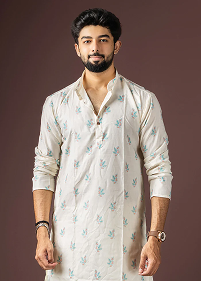 White Cotton Kurta & Pajama Set - Image 2