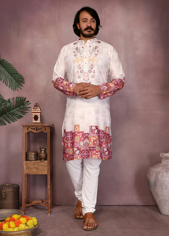 White Cotton Kurta & Pajama Set