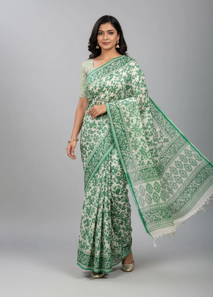 White Cotton Saree With Blouse Piece